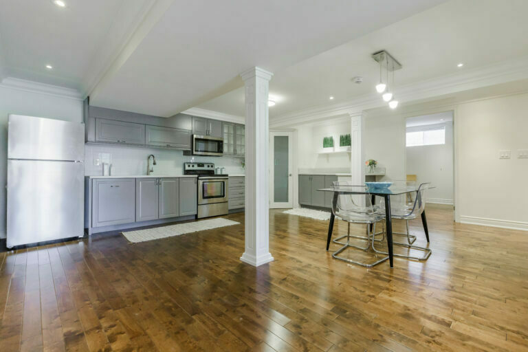 Beautiful floors and kitchenette in Finished Basement. Basement Remodeling Syracuse NY
