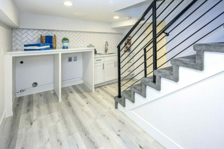 finished basement laundry room